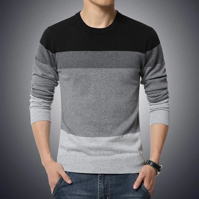 Casual Men's Sweater O-Neck Striped Slim Fit Knittwear 2026 Autumn Mens Sweaters Pullovers Pullover Men Pull Homme M-4XL
