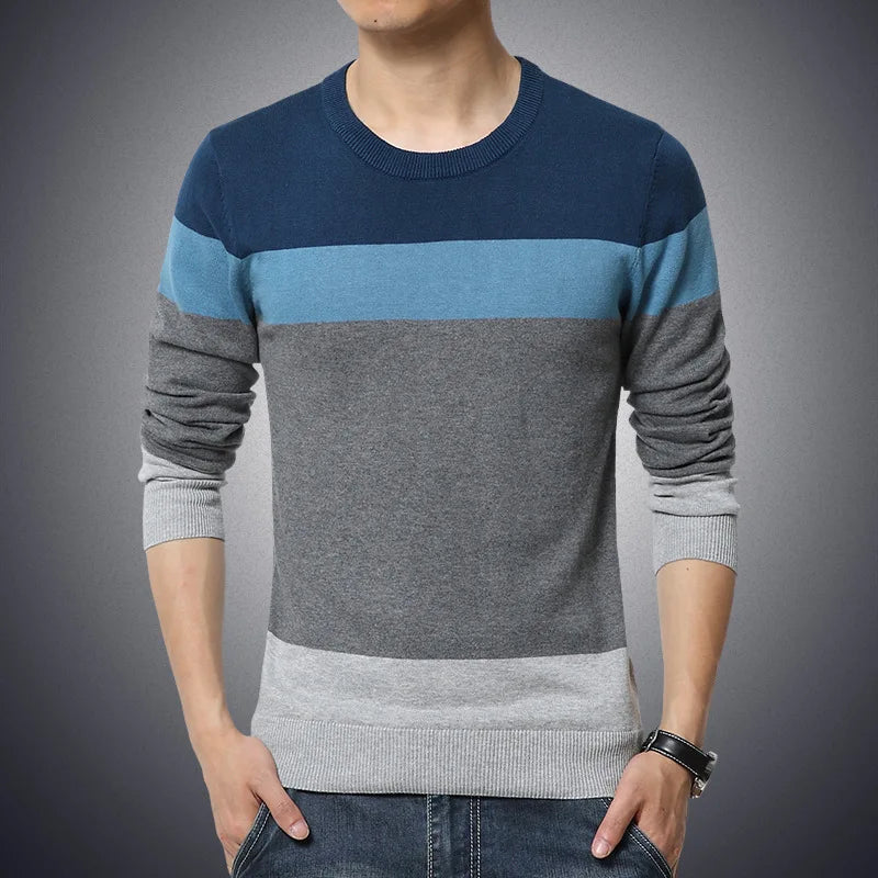 Casual Men's Sweater O-Neck Striped Slim Fit Knittwear 2026 Autumn Mens Sweaters Pullovers Pullover Men Pull Homme M-4XL