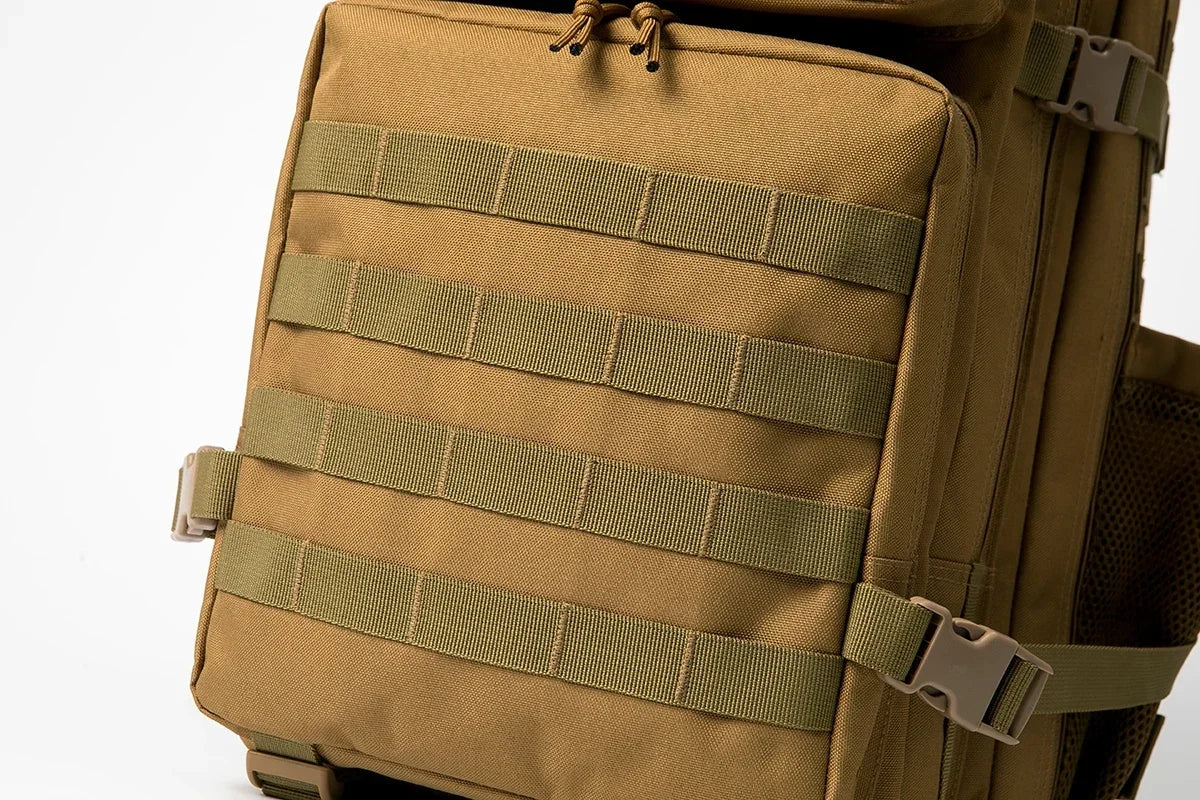 45L Large Capacity Tactical Fishing Backpack Angling Rucksack with Dual Water Bottle Cup Holders Outdoor Camping Fishing Tackle Storage Backpack for Sea Fishing Bank Fishing Hiking Trekking Travel Sports EDC Daily Carry Outdo