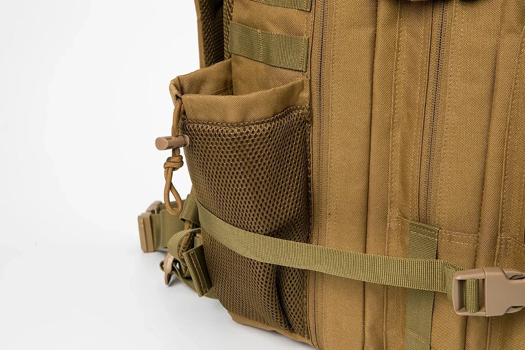 45L Large Capacity Tactical Fishing Backpack Angling Rucksack with Dual Water Bottle Cup Holders Outdoor Camping Fishing Tackle Storage Backpack for Sea Fishing Bank Fishing Hiking Trekking Travel Sports EDC Daily Carry Outdo