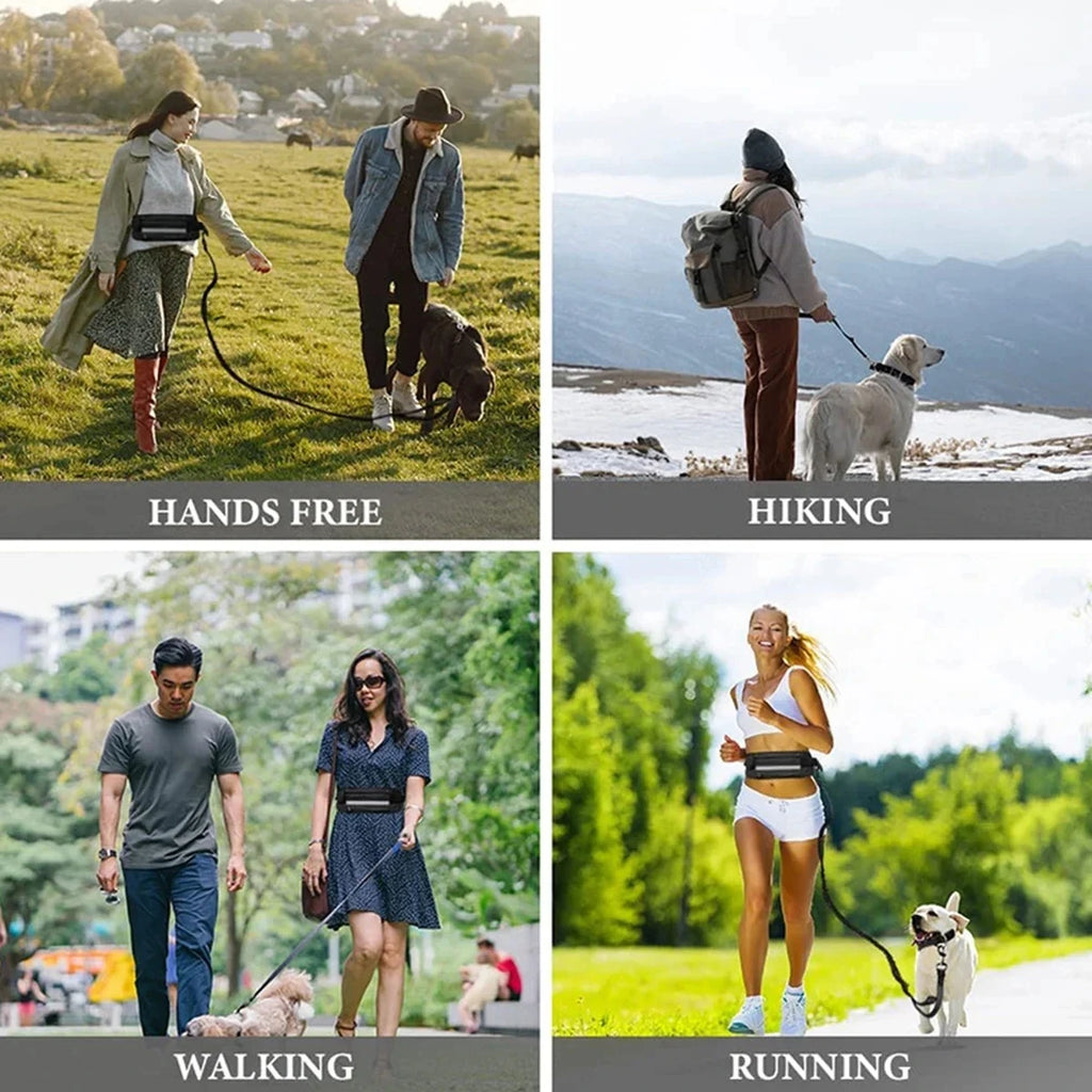 Hands Free Dog Leash Reflective Leash with Waist Bag Dog Traction Rope Retractable Elastic Belt for Running Walking Pet Product