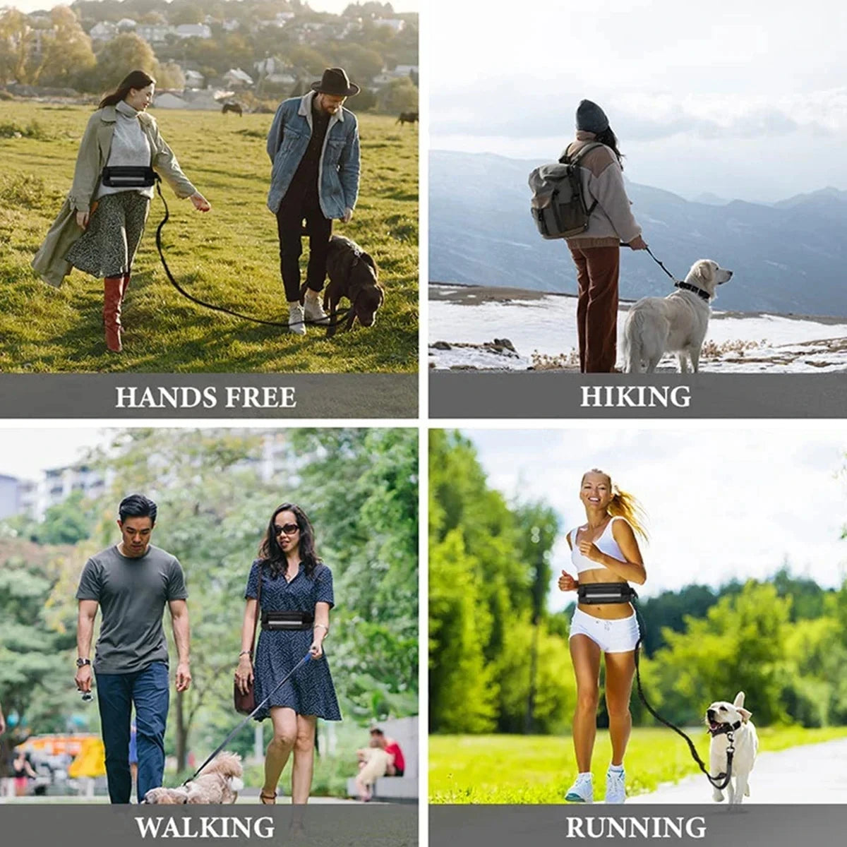 Hands Free Dog Leash Reflective Leash with Waist Bag Dog Traction Rope Retractable Elastic Belt for Running Walking Pet Product