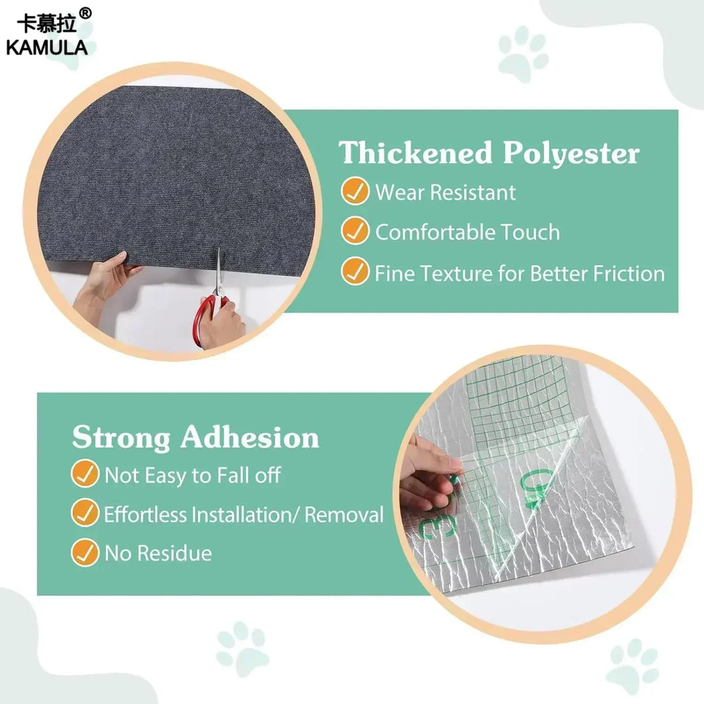 Trimmable Self Adhesive Cat Scratch Carpet Mat Anti Scratch Wall Scratcher Furniture Protector Cat Claw Grinding Pad 7 Colors