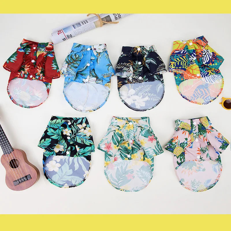 Plus Size Dog Summer Breathable Hawaiian Floral Pet Shirt Universal for Teddy Golden Retriever Labrador Pet Holiday Clothes
