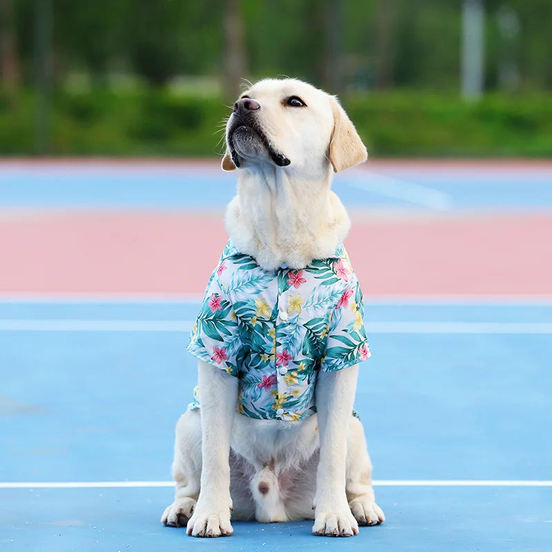 Plus Size Dog Summer Breathable Hawaiian Floral Pet Shirt Universal for Teddy Golden Retriever Labrador Pet Holiday Clothes