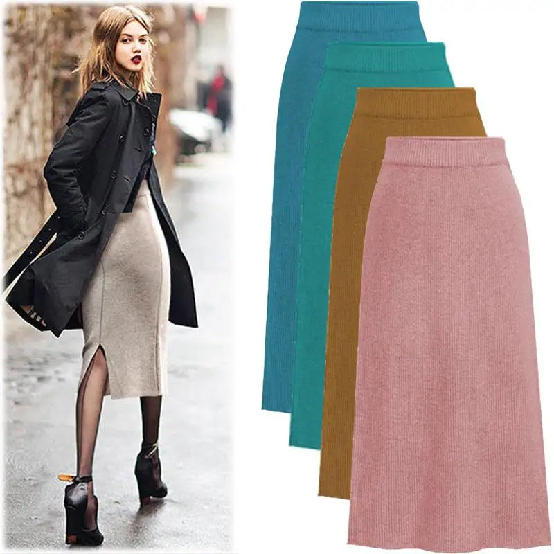 Elegant Mid-Length plus Size Woolen Half Skirt Women's Fashion Spring Autumn Winter Seasonal Batwing Style Skirt