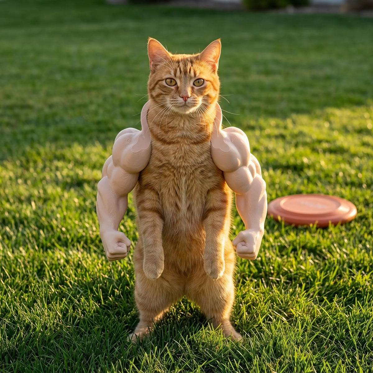 3D Printed Buff Muscle Arms Pet Costume, Funny Hulk Cosplay Accessory for Cats and Small Dogs, Hilarious Halloween Party Photo P