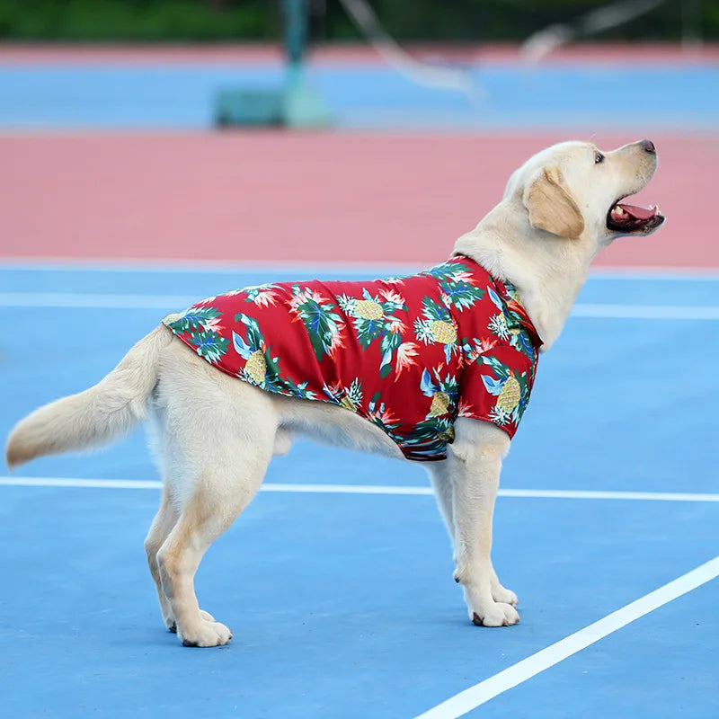 Plus Size Dog Summer Breathable Hawaiian Floral Pet Shirt Universal for Teddy Golden Retriever Labrador Pet Holiday Clothes