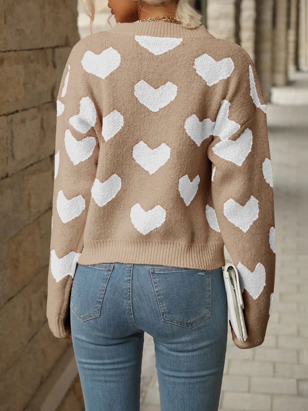 TEMUCross-Border New Products2026Autumn European and American casual top, Valentine's Day round-neck long-sleeve heart-patterned