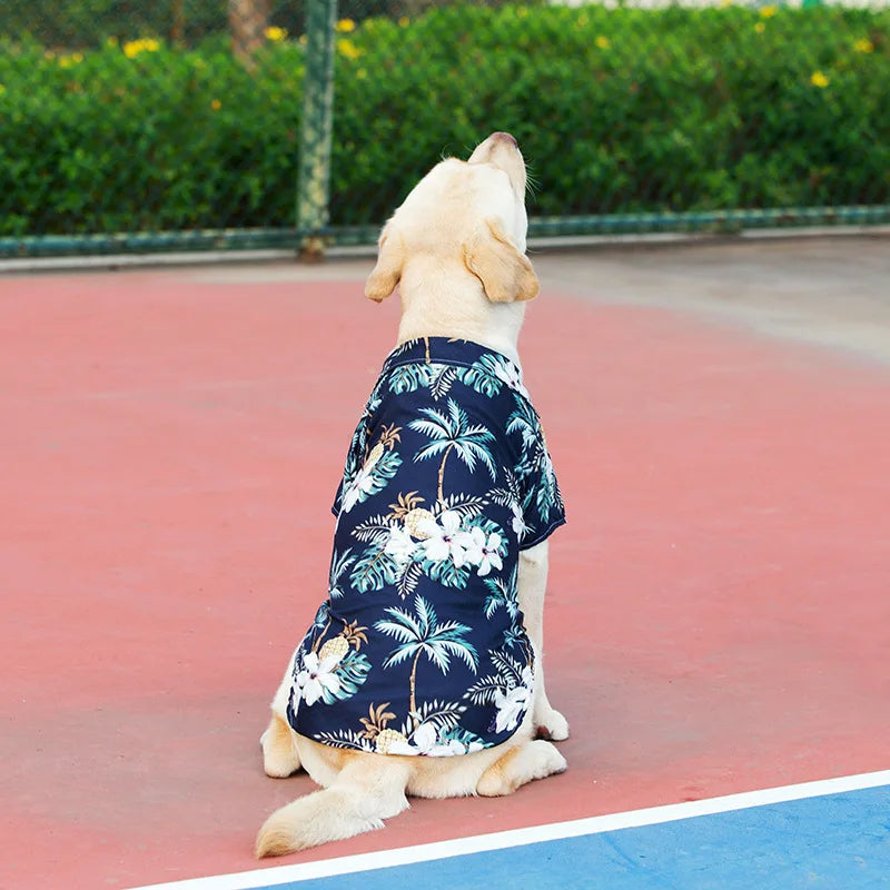 Plus Size Dog Summer Breathable Hawaiian Floral Pet Shirt Universal for Teddy Golden Retriever Labrador Pet Holiday Clothes