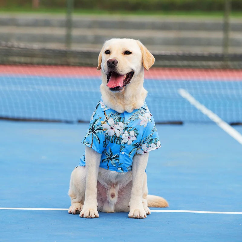 Plus Size Dog Summer Breathable Hawaiian Floral Pet Shirt Universal for Teddy Golden Retriever Labrador Pet Holiday Clothes