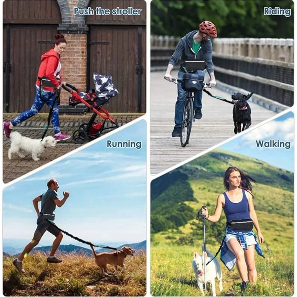 Hands Free Dog Leash Reflective Leash with Waist Bag Dog Traction Rope Retractable Elastic Belt for Running Walking Pet Product