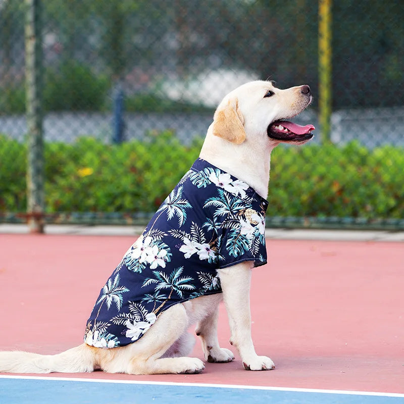 Plus Size Dog Summer Breathable Hawaiian Floral Pet Shirt Universal for Teddy Golden Retriever Labrador Pet Holiday Clothes
