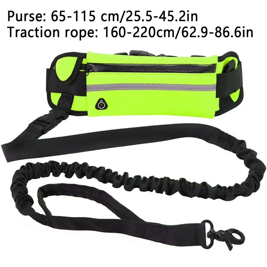 Hands Free Dog Leash Reflective Leash with Waist Bag Dog Traction Rope Retractable Elastic Belt for Running Walking Pet Product