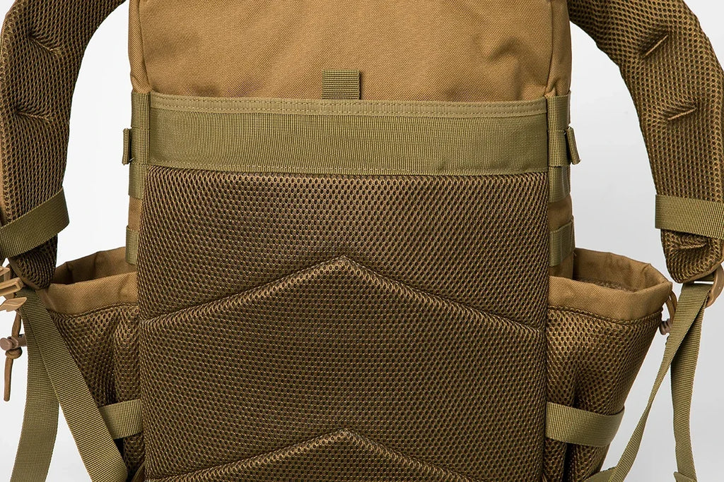 45L Large Capacity Tactical Fishing Backpack Angling Rucksack with Dual Water Bottle Cup Holders Outdoor Camping Fishing Tackle Storage Backpack for Sea Fishing Bank Fishing Hiking Trekking Travel Sports EDC Daily Carry Outdo
