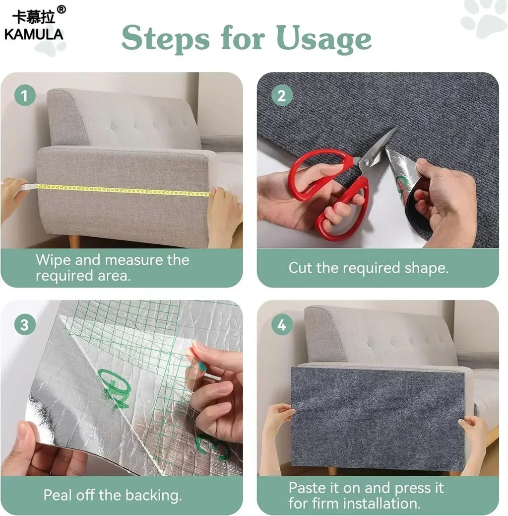 Trimmable Self Adhesive Cat Scratch Carpet Mat Anti Scratch Wall Scratcher Furniture Protector Cat Claw Grinding Pad 7 Colors