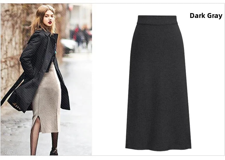 Elegant Mid-Length plus Size Woolen Half Skirt Women's Fashion Spring Autumn Winter Seasonal Batwing Style Skirt