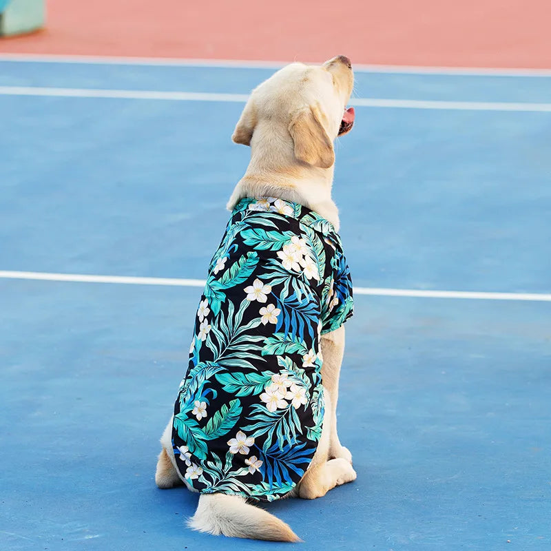 Plus Size Dog Summer Breathable Hawaiian Floral Pet Shirt Universal for Teddy Golden Retriever Labrador Pet Holiday Clothes