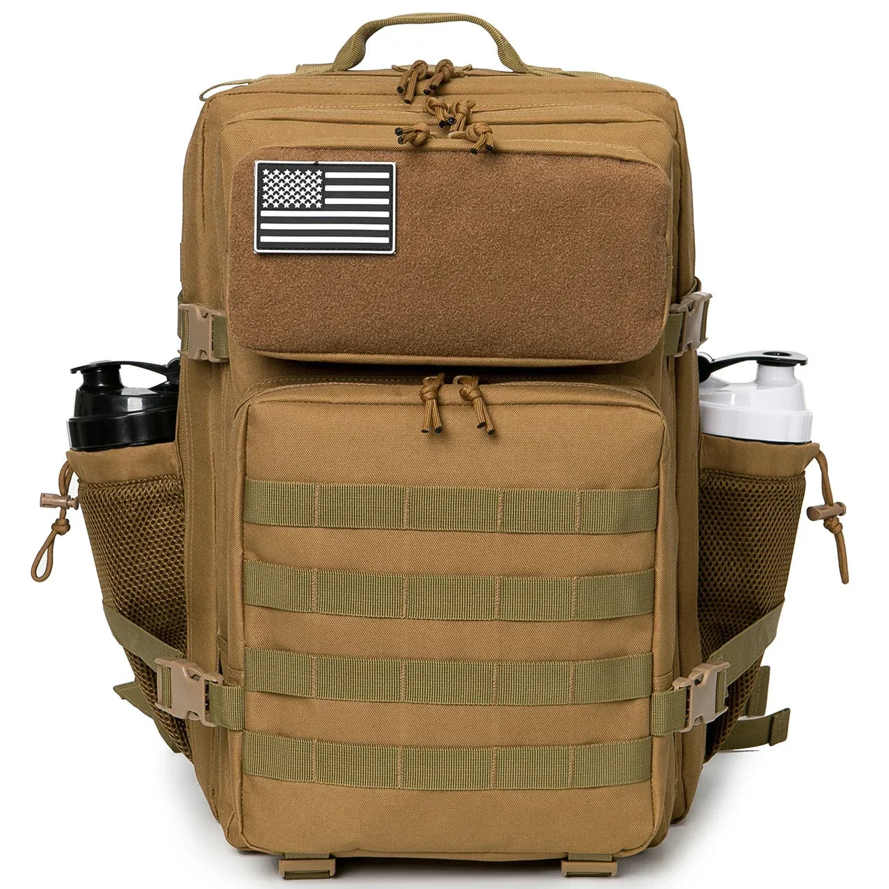 45L Large Capacity Tactical Fishing Backpack Angling Rucksack with Dual Water Bottle Cup Holders Outdoor Camping Fishing Tackle Storage Backpack for Sea Fishing Bank Fishing Hiking Trekking Travel Sports EDC Daily Carry Outdo