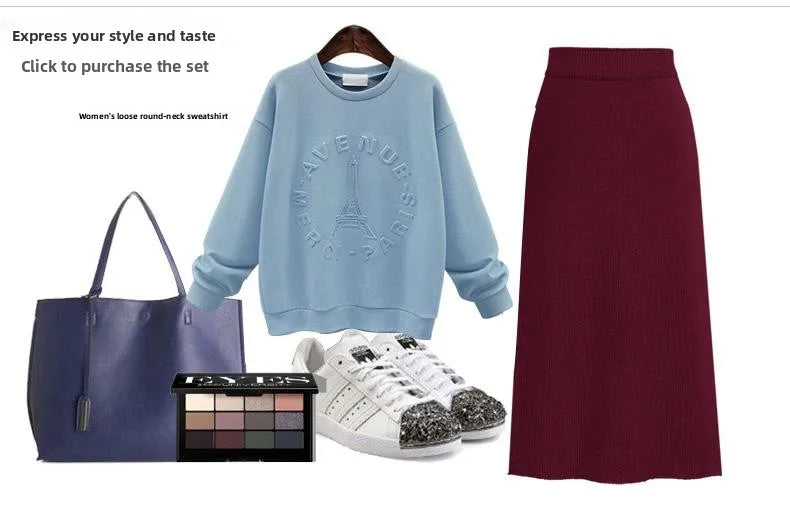 Elegant Mid-Length plus Size Woolen Half Skirt Women's Fashion Spring Autumn Winter Seasonal Batwing Style Skirt