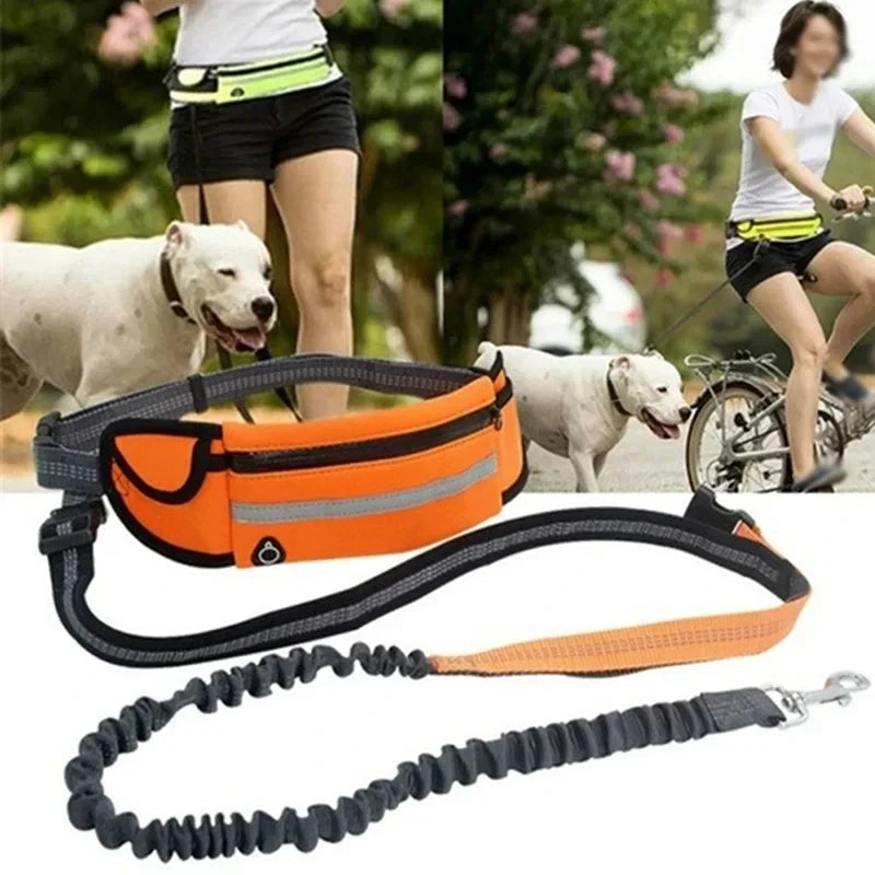 Hands Free Dog Leash Reflective Leash with Waist Bag Dog Traction Rope Retractable Elastic Belt for Running Walking Pet Product