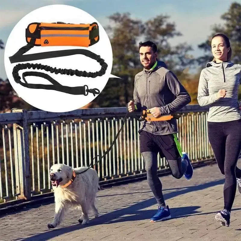 Hands Free Dog Leash Reflective Leash with Waist Bag Dog Traction Rope Retractable Elastic Belt for Running Walking Pet Product