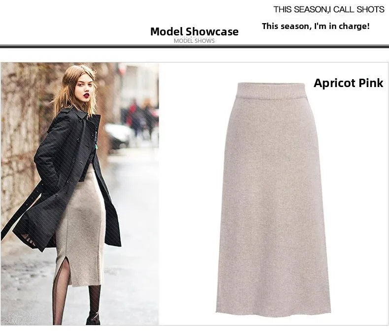 Elegant Mid-Length plus Size Woolen Half Skirt Women's Fashion Spring Autumn Winter Seasonal Batwing Style Skirt