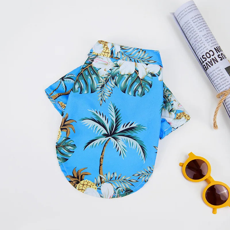 Plus Size Dog Summer Breathable Hawaiian Floral Pet Shirt Universal for Teddy Golden Retriever Labrador Pet Holiday Clothes
