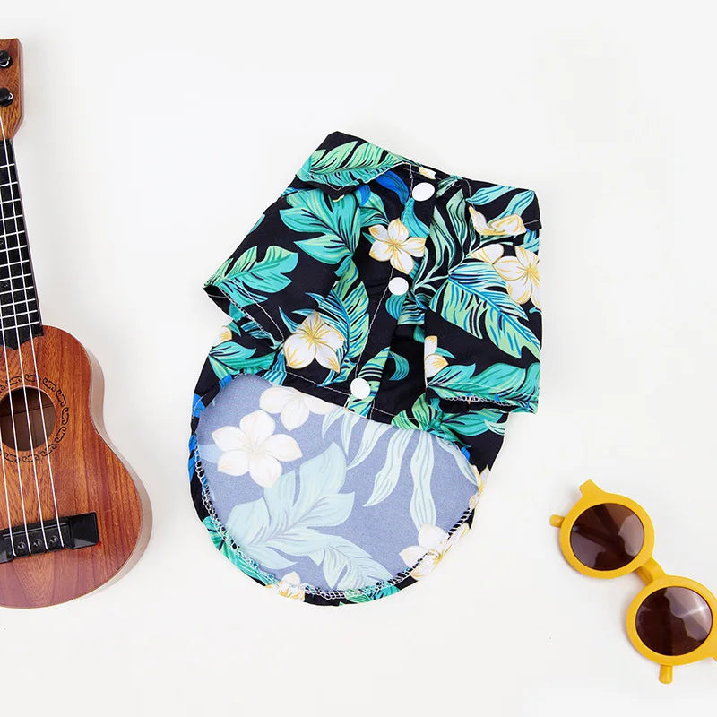 Plus Size Dog Summer Breathable Hawaiian Floral Pet Shirt Universal for Teddy Golden Retriever Labrador Pet Holiday Clothes