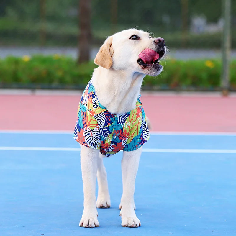 Plus Size Dog Summer Breathable Hawaiian Floral Pet Shirt Universal for Teddy Golden Retriever Labrador Pet Holiday Clothes