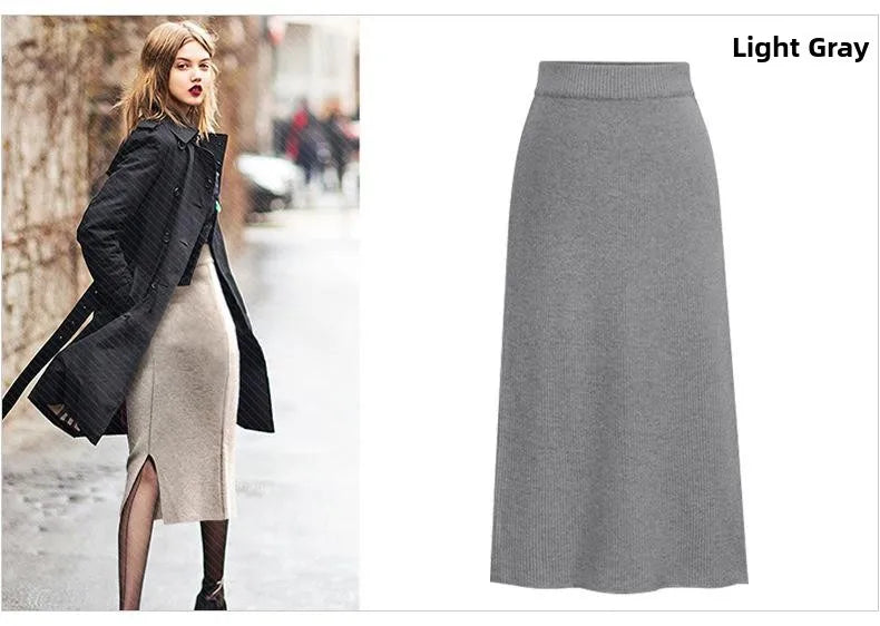 Elegant Mid-Length plus Size Woolen Half Skirt Women's Fashion Spring Autumn Winter Seasonal Batwing Style Skirt