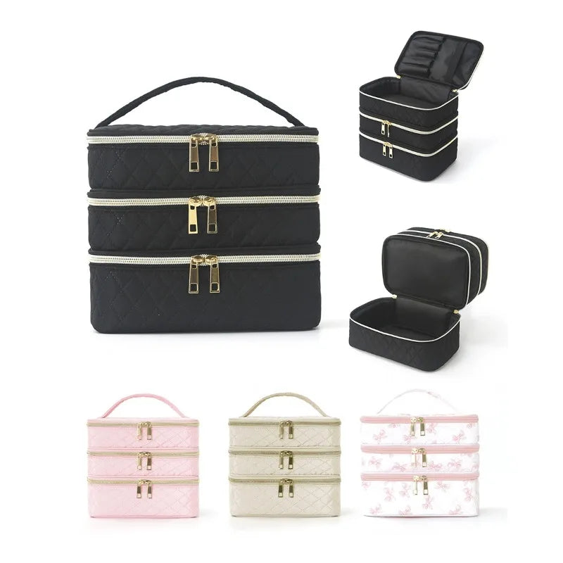 Portable 3 Layer Nail Polish Organizer BagTravel Essential Storage Women Use Professional Nail Tech Tools Case