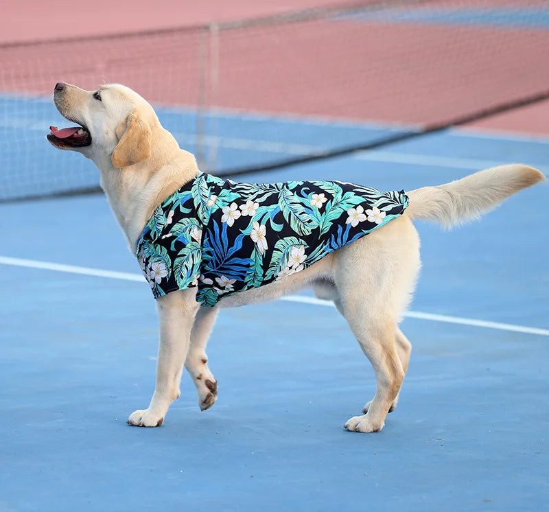 Plus Size Dog Summer Breathable Hawaiian Floral Pet Shirt Universal for Teddy Golden Retriever Labrador Pet Holiday Clothes