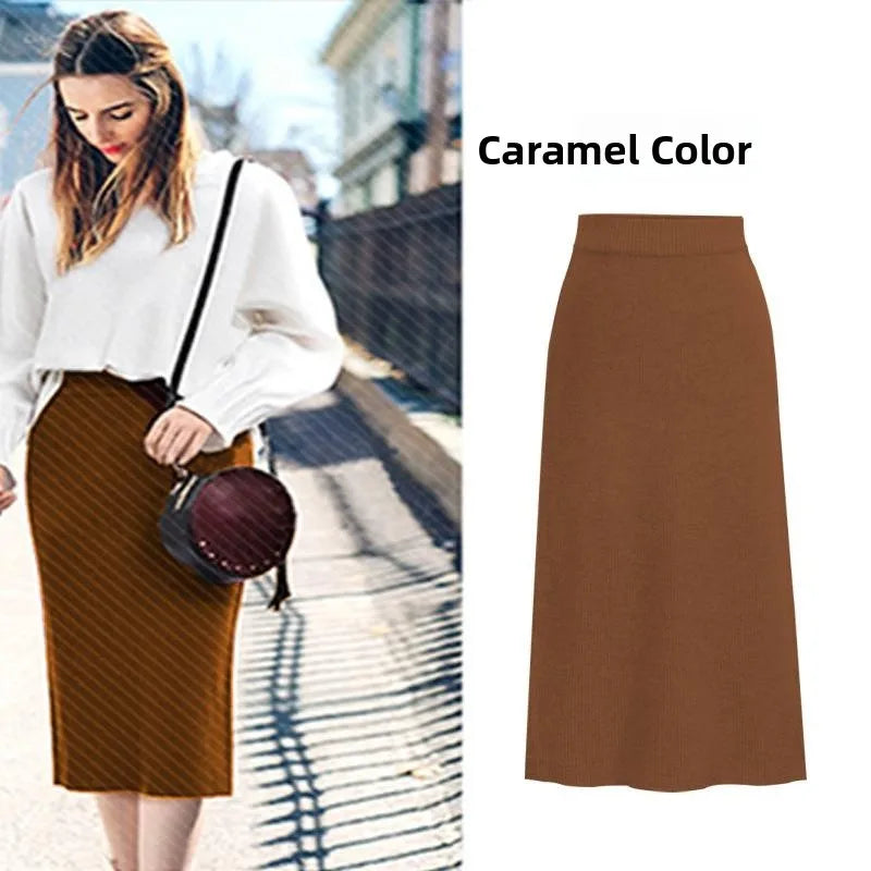 Elegant Mid-Length plus Size Woolen Half Skirt Women's Fashion Spring Autumn Winter Seasonal Batwing Style Skirt