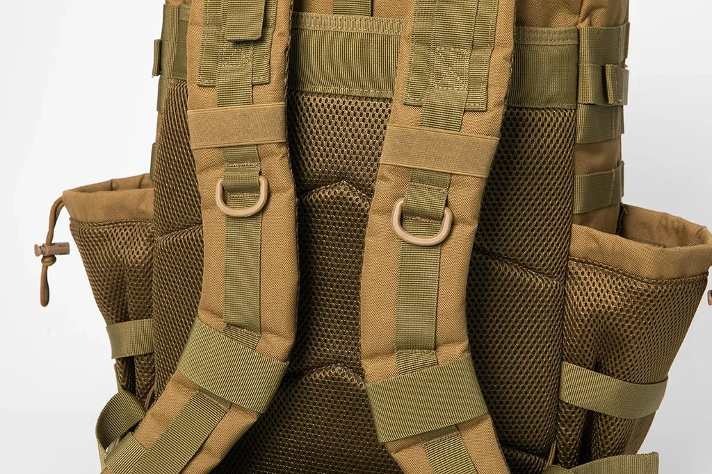 45L Large Capacity Tactical Fishing Backpack Angling Rucksack with Dual Water Bottle Cup Holders Outdoor Camping Fishing Tackle Storage Backpack for Sea Fishing Bank Fishing Hiking Trekking Travel Sports EDC Daily Carry Outdo