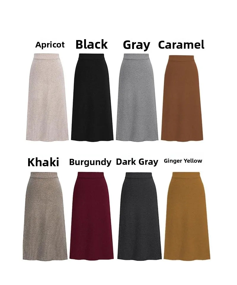 Elegant Mid-Length plus Size Woolen Half Skirt Women's Fashion Spring Autumn Winter Seasonal Batwing Style Skirt