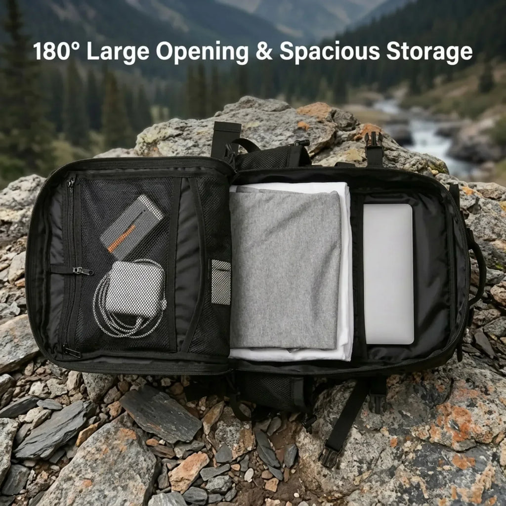 45L Large Capacity Tactical Fishing Backpack Angling Rucksack with Dual Water Bottle Cup Holders Outdoor Camping Fishing Tackle Storage Backpack for Sea Fishing Bank Fishing Hiking Trekking Travel Sports EDC Daily Carry Outdo