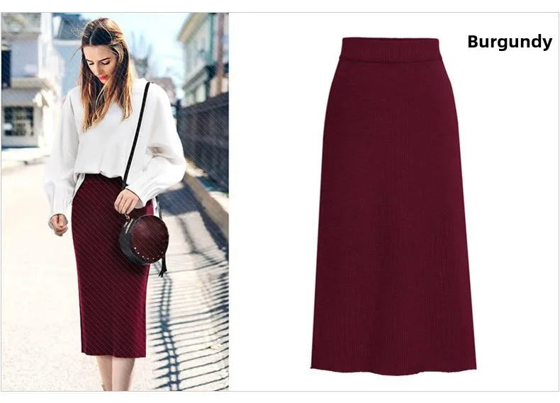 Elegant Mid-Length plus Size Woolen Half Skirt Women's Fashion Spring Autumn Winter Seasonal Batwing Style Skirt