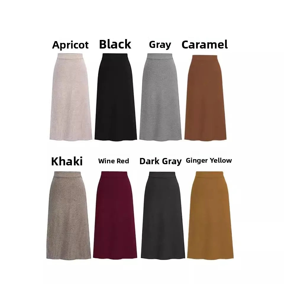 Elegant Mid-Length plus Size Woolen Half Skirt Women's Fashion Spring Autumn Winter Seasonal Batwing Style Skirt