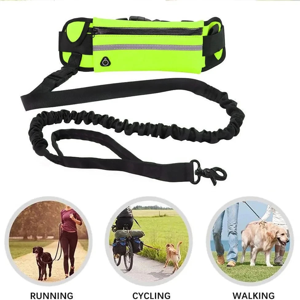 Hands Free Dog Leash Reflective Leash with Waist Bag Dog Traction Rope Retractable Elastic Belt for Running Walking Pet Product