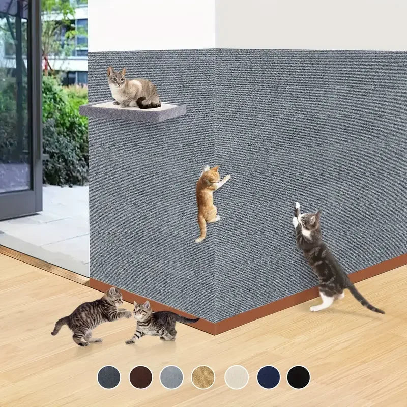 Trimmable Self Adhesive Cat Scratch Carpet Mat Anti Scratch Wall Scratcher Furniture Protector Cat Claw Grinding Pad 7 Colors