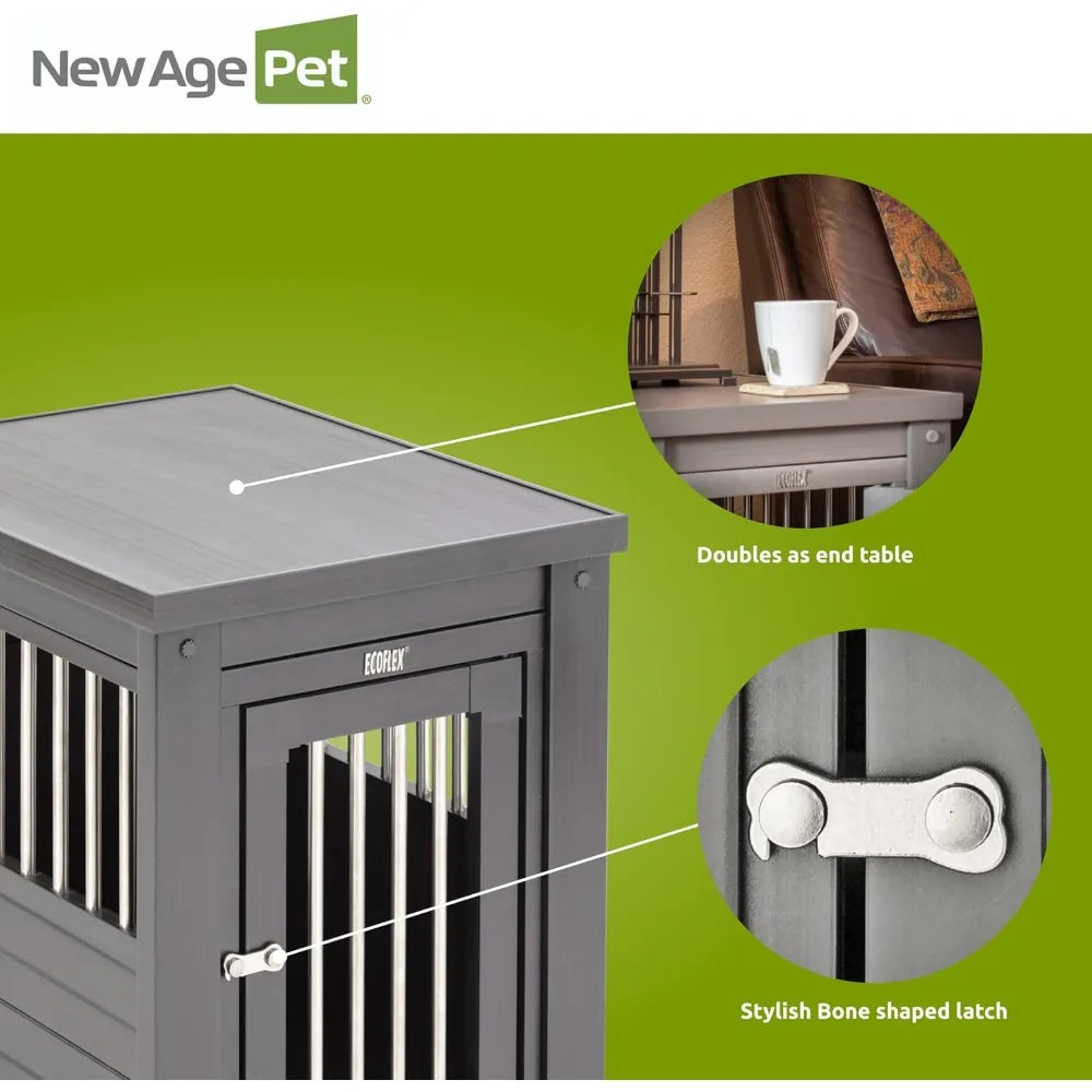 ecoFLEX Pet Crate/End Table, Small, Grey, Model:EHHC405S