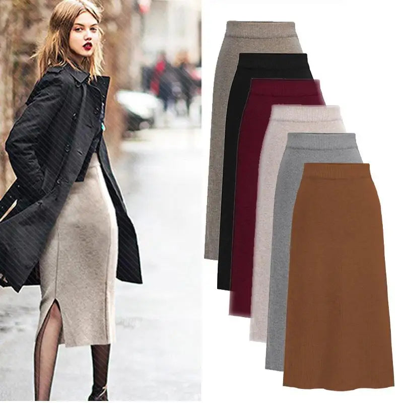 Elegant Mid-Length plus Size Woolen Half Skirt Women's Fashion Spring Autumn Winter Seasonal Batwing Style Skirt