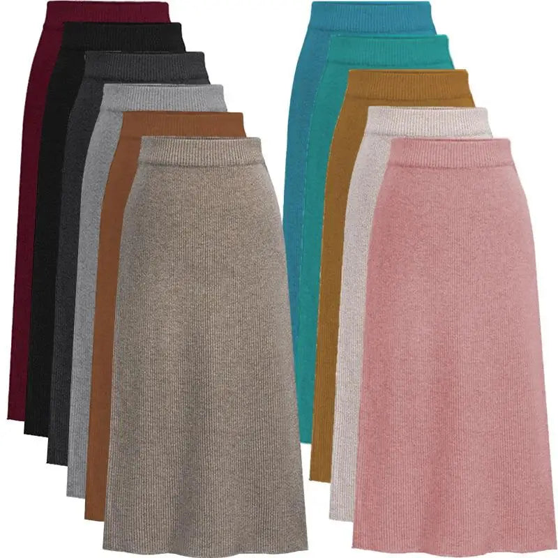 Elegant Mid-Length plus Size Woolen Half Skirt Women's Fashion Spring Autumn Winter Seasonal Batwing Style Skirt