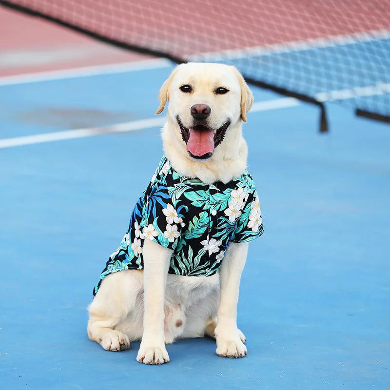 Plus Size Dog Summer Breathable Hawaiian Floral Pet Shirt Universal for Teddy Golden Retriever Labrador Pet Holiday Clothes
