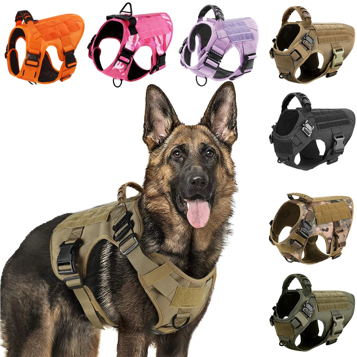 Large Dog Harness Training Pet Vest for French Bulldog German Shepherd Malinois Tactical Harnesses For Walking Dogs Accessories