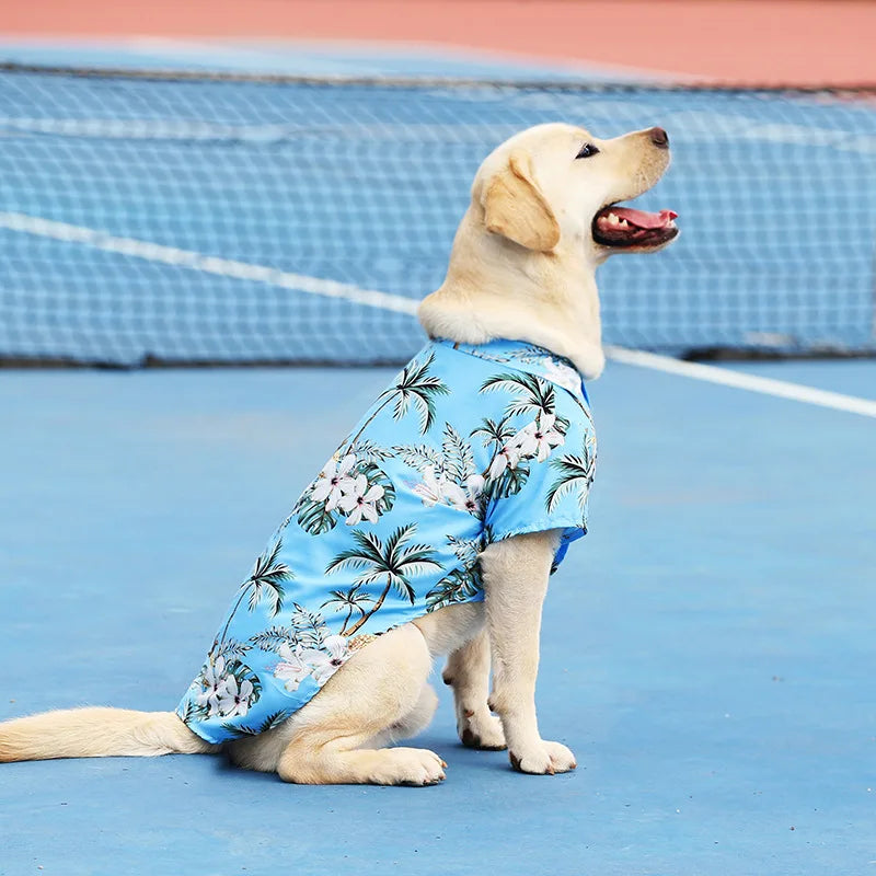 Plus Size Dog Summer Breathable Hawaiian Floral Pet Shirt Universal for Teddy Golden Retriever Labrador Pet Holiday Clothes