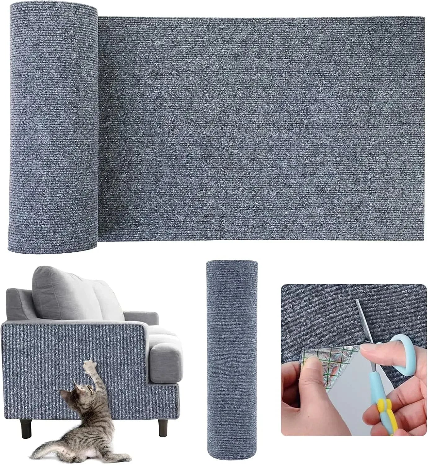 Trimmable Self Adhesive Cat Scratch Carpet Mat Anti Scratch Wall Scratcher Furniture Protector Cat Claw Grinding Pad 7 Colors