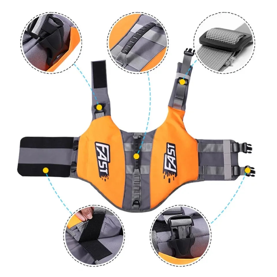 Pet Swimming Life Jacket Safety Vest for Dogs Swim Fashion Adjustable Reflective in Pool or Surfing Drifting Dog Life Vest