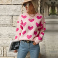 TEMUCross-Border New Products2026Autumn European and American casual top, Valentine's Day round-neck long-sleeve heart-patterned